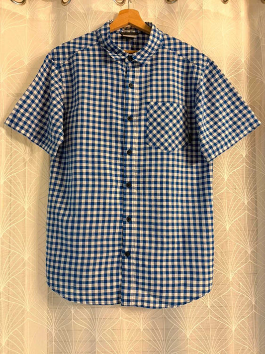Columbia Short Sleeve Shirt M | Classic Plaid | Blue & White