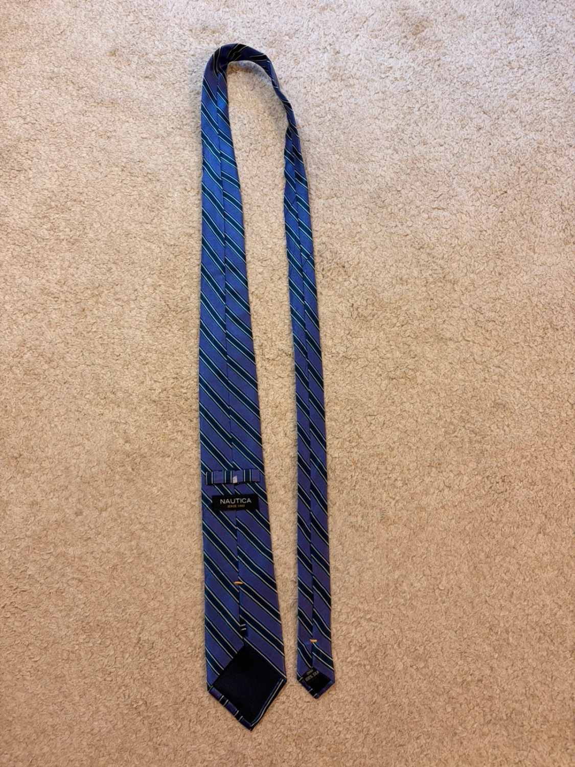 👔 Cravate Nautica en Soie - Rayures Violet, Marine & Blanc