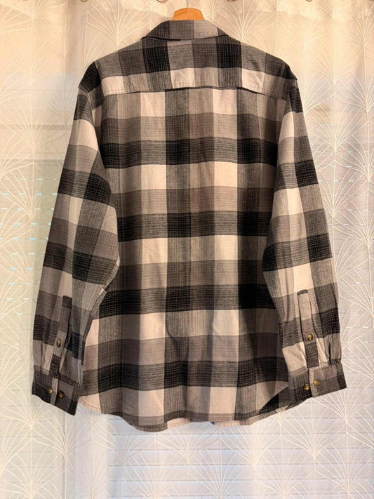 Camisa de franela Columbia 1X para hombre | Cuadros invernales | Gris, blanco, negro | Algodón elástico