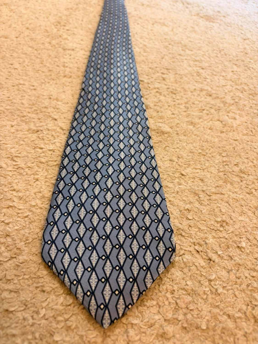 👔 Cravate Zylon Platinum George Machado - Soie - Bleu & Blanc
