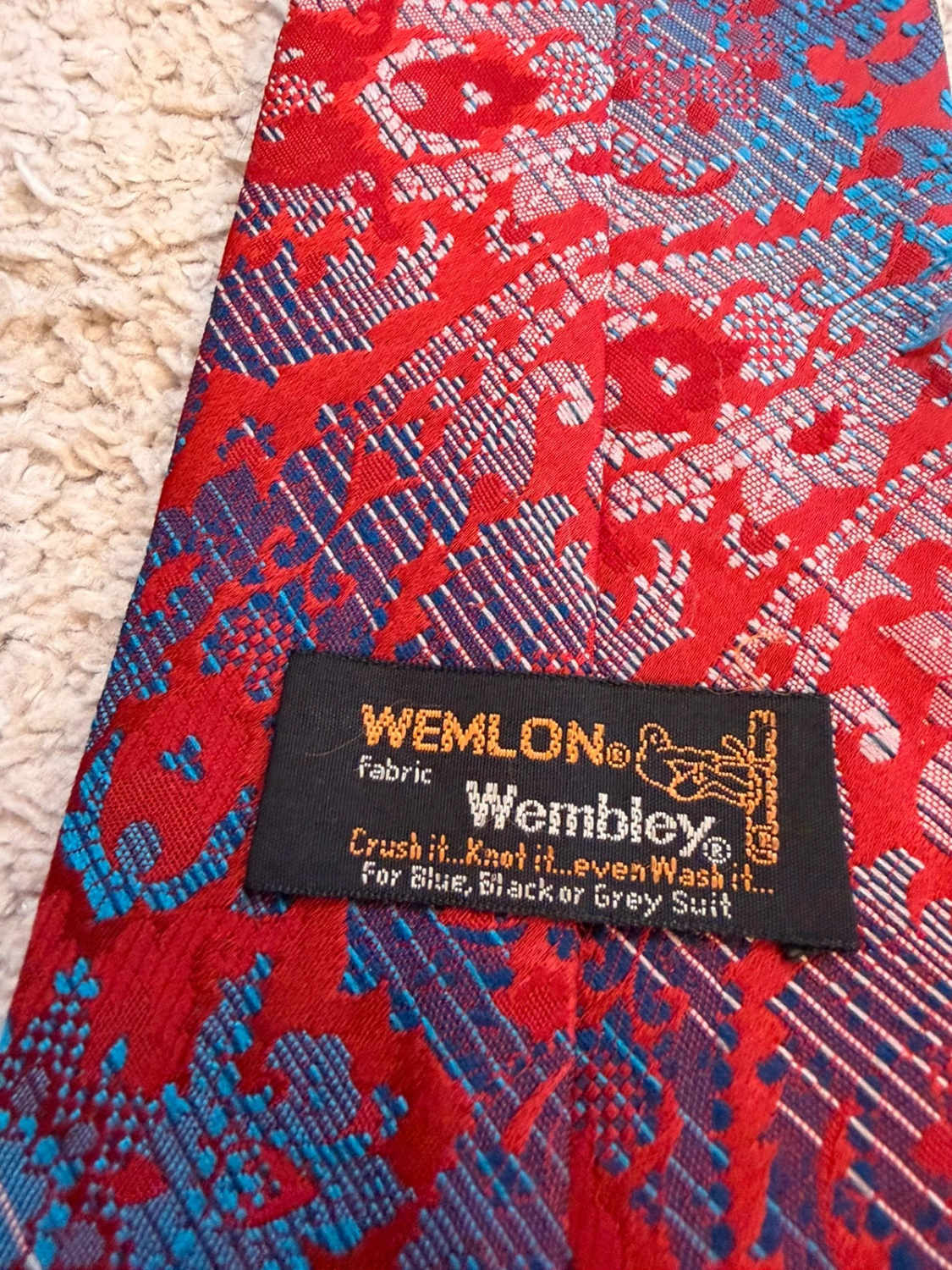 👔 Cravate Wemlon Wembley - Bordeaux, Bleu & Blanc