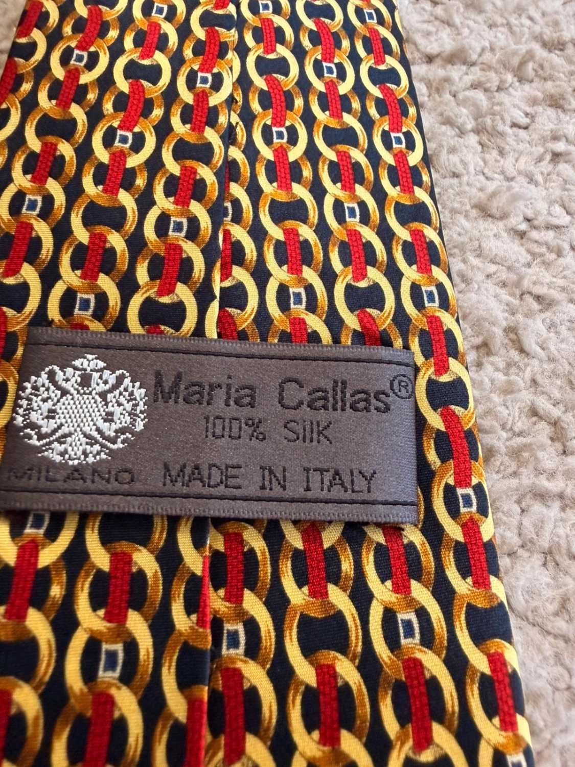 👔 Cravate Maria Callas - Soie - Marine & Jaune