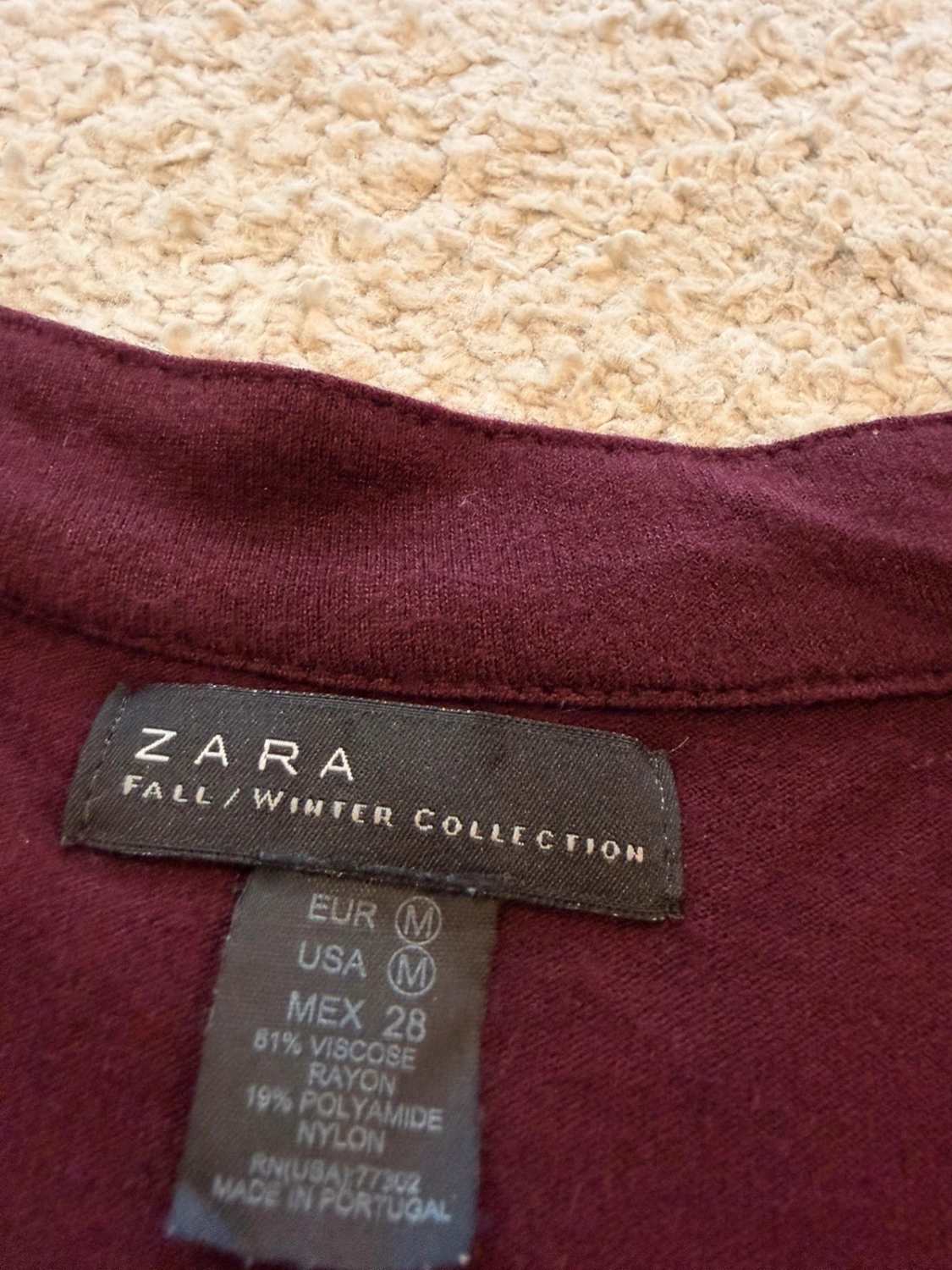 👚 Top Zara - Bordeaux - Col V - Femme (M)
