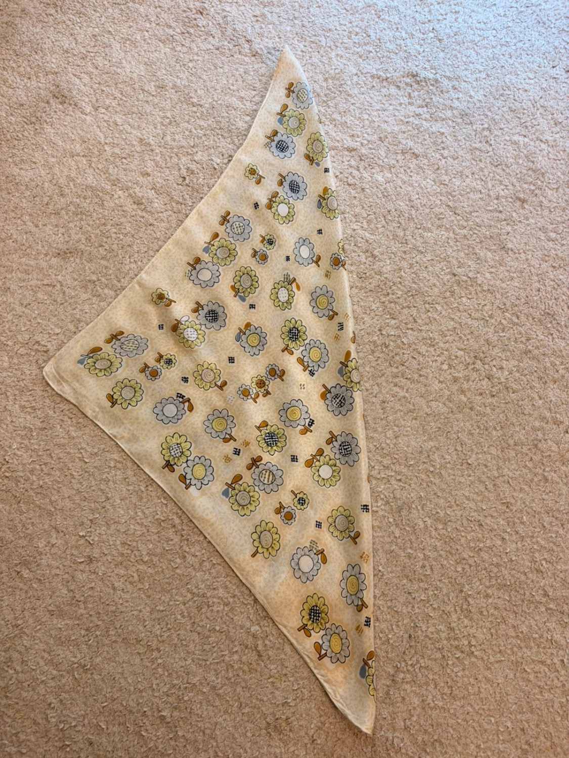 Bandana Beige - Motifs Fleuris - Femme