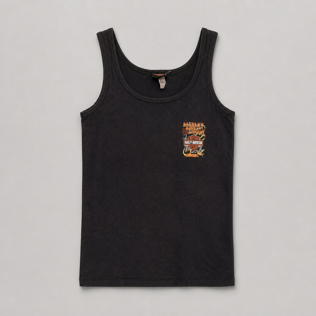 Débardeur officiel Harley-Davidson Panama City Beach noir graphisme old school pin-up tatouage stretch femme taille S – Mode Seconde
