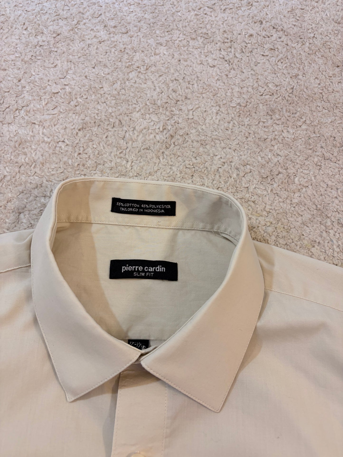 Chemise Pierre Cardin Slim Fit Crème/Ivoire Manches Longues – Homme – Taille XL