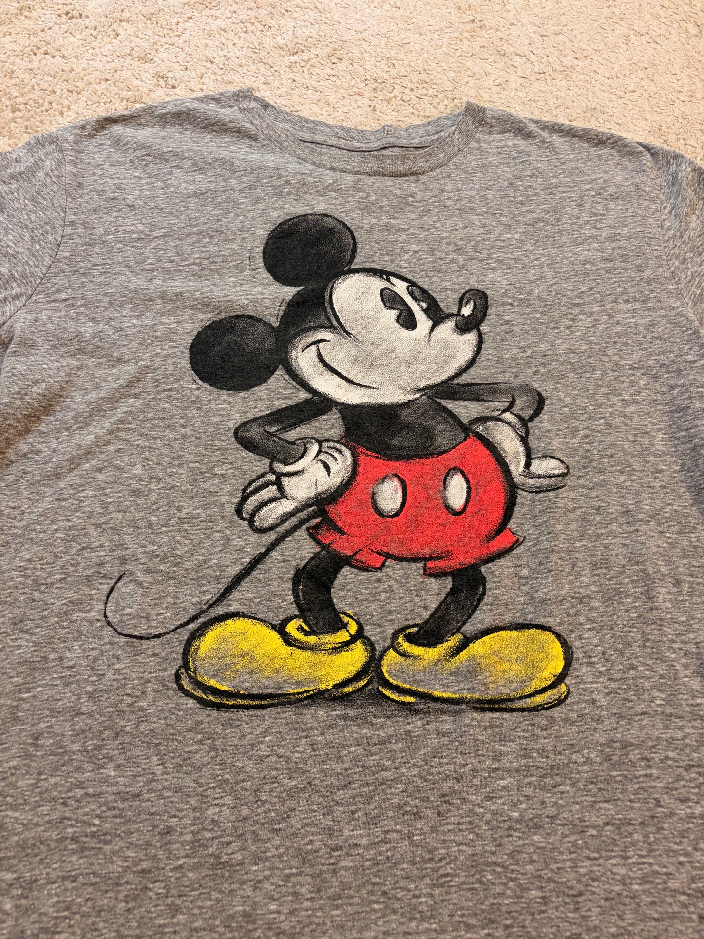 T-shirt Disney Mickey Mouse Gris Chiné Style Croquis – Taille L | Seconde Main