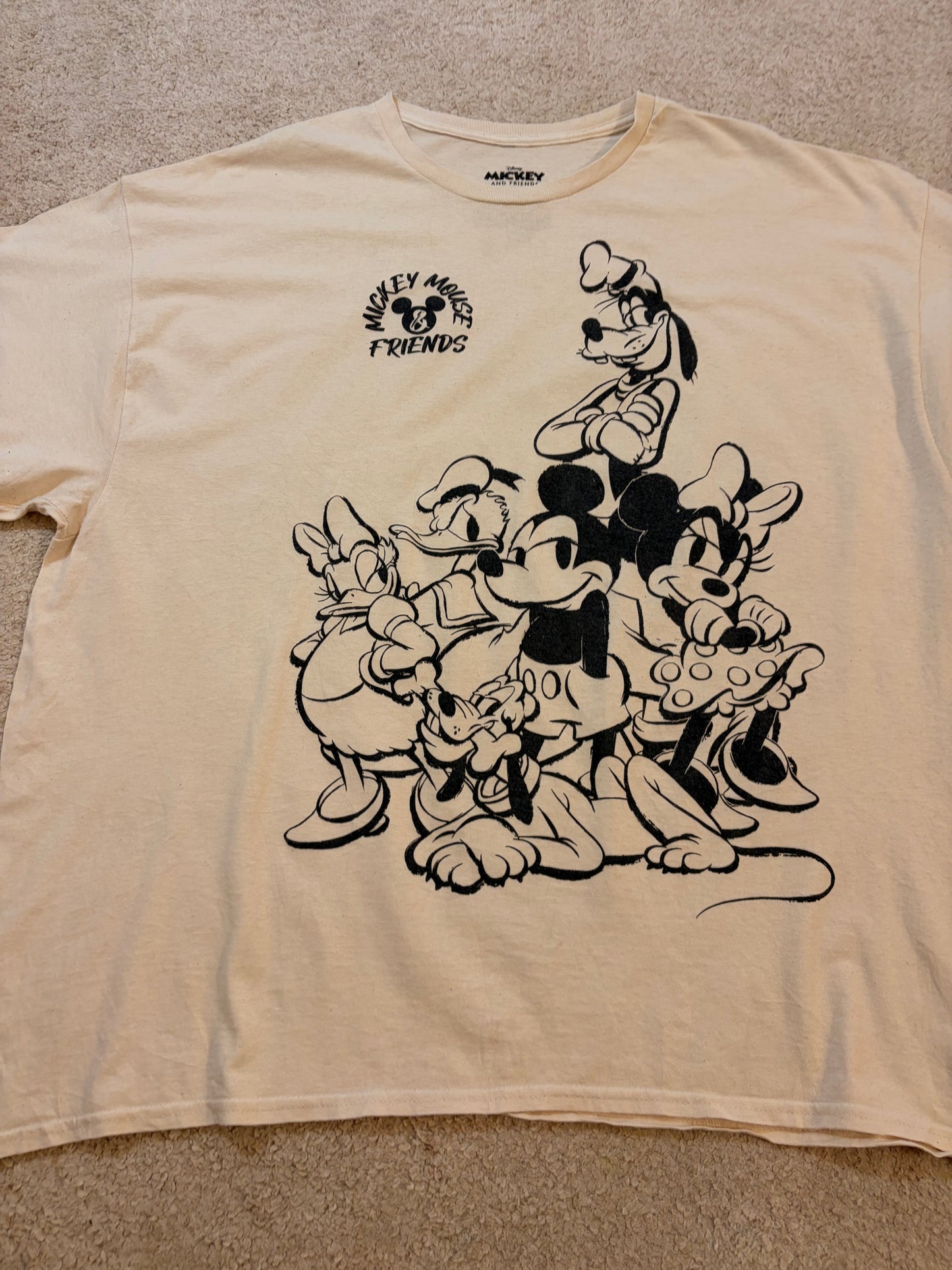 T-shirt Disney Mickey & Friends Vintage Crème 100% Coton – Taille 3XL | Seconde Main