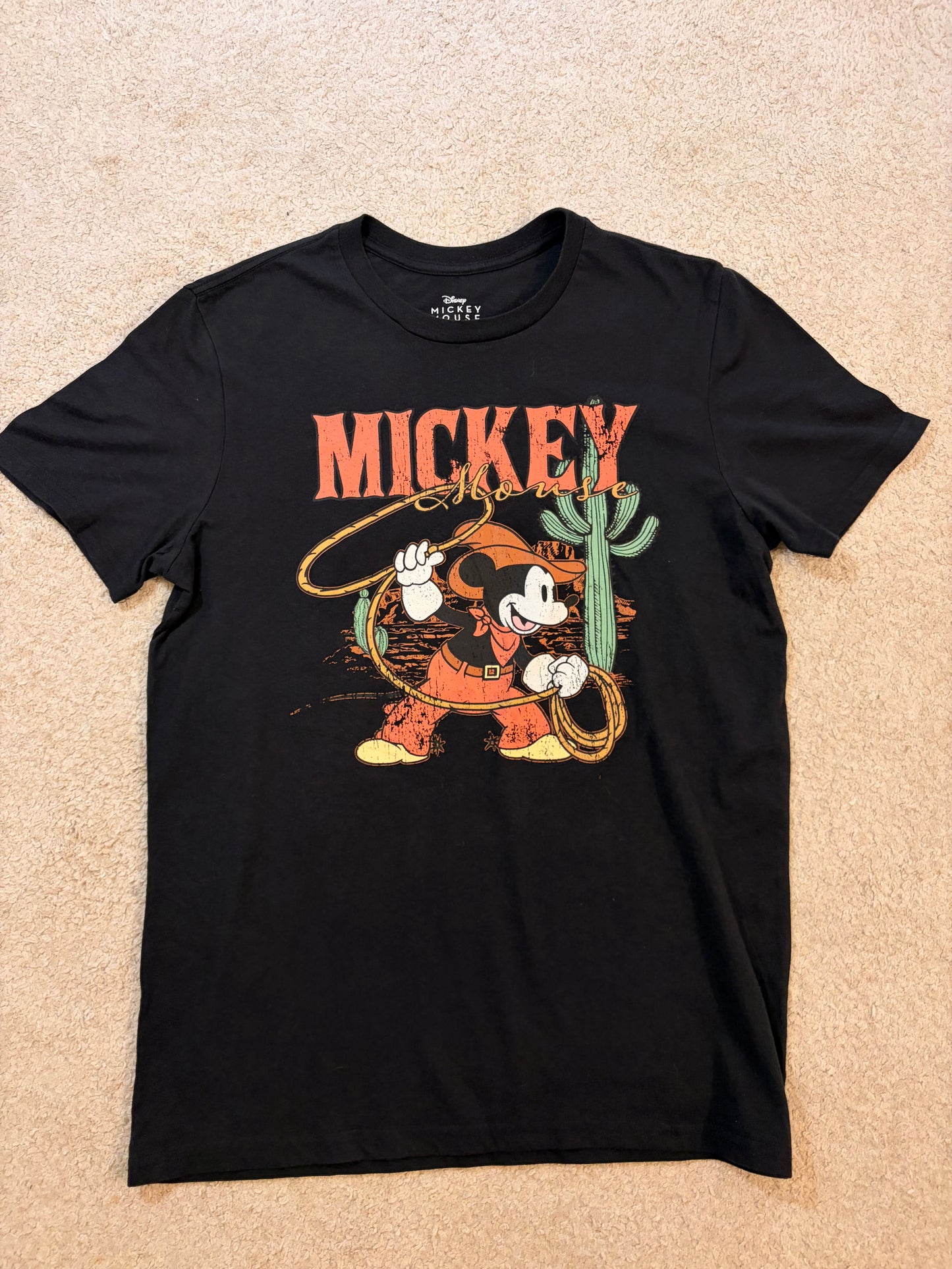T-shirt Disney Mickey Mouse Cowboy Western Noir – Taille L | Seconde Main