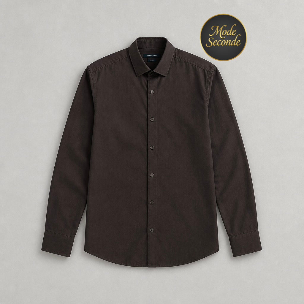 Chemise Perry Ellis Slim Fit noire 100% coton manches longues – Homme – Taille M | Mode Seconde
