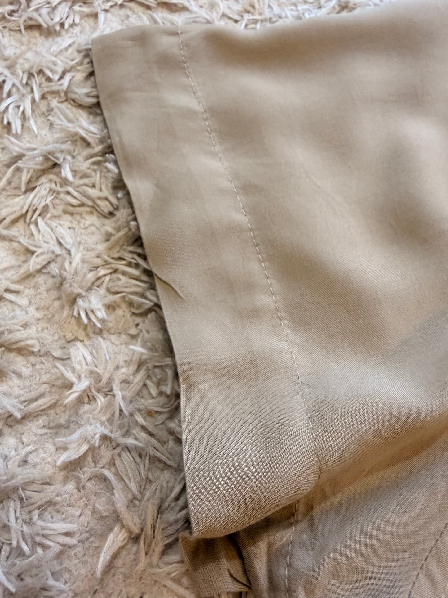 Chemise Perry Ellis Beige Sable 100% Viscose Manches Courtes Fluide Soyeuse – Homme – Taille L