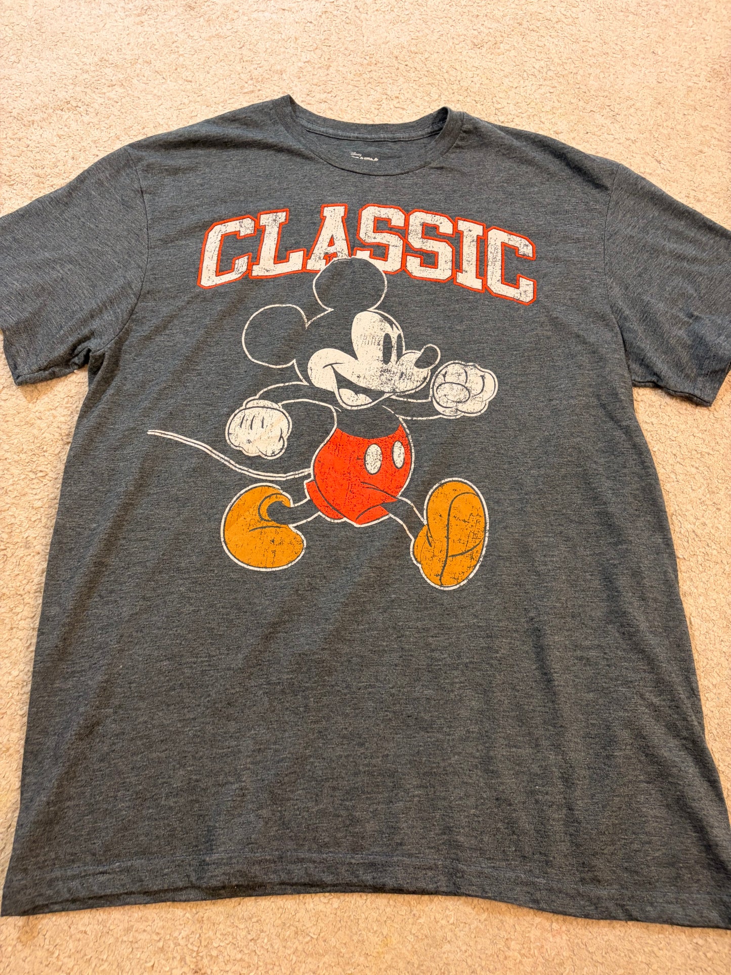T-shirt Disney Mickey Mouse Classic Gris Anthracite Vintage – Taille L | Seconde Main