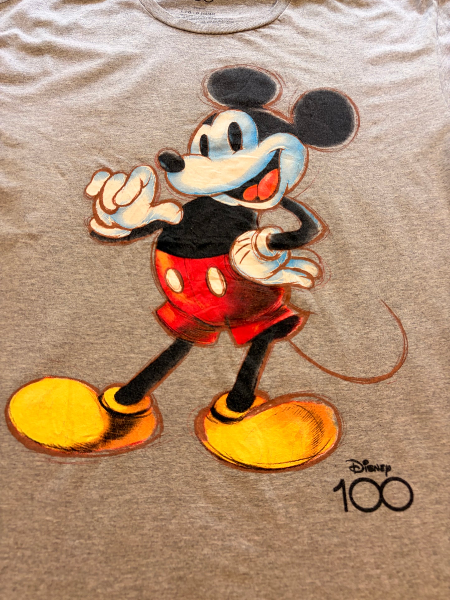 T-shirt Disney Mickey Mouse Édition Collector Disney 100 – Gris Chiné – Taille L