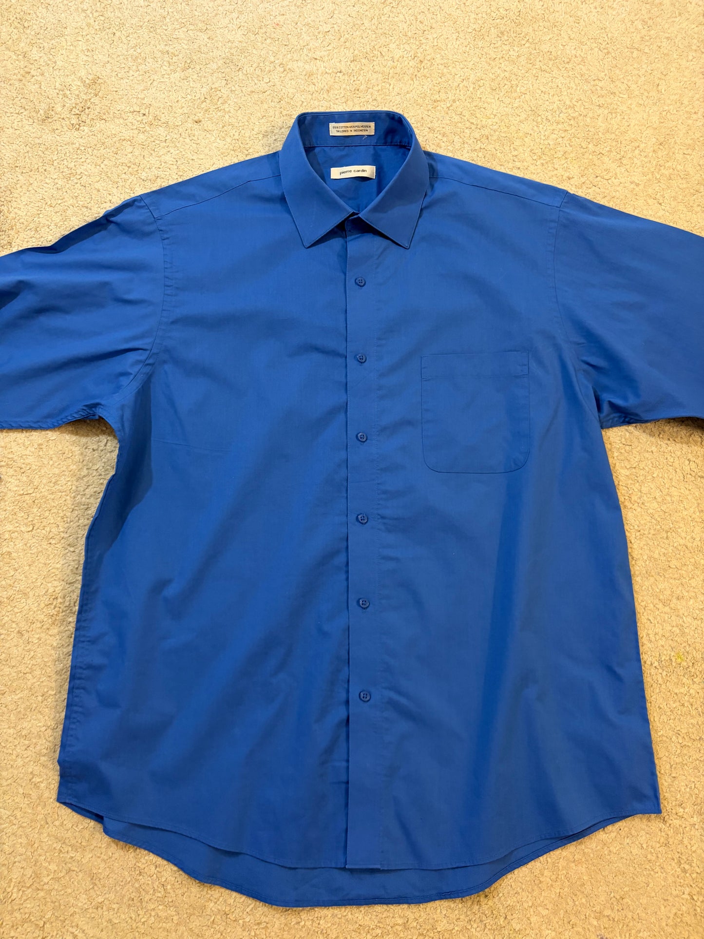 Chemise Pierre Cardin Bleu Roi Manches Longues Col Classique – Homme – Taille L