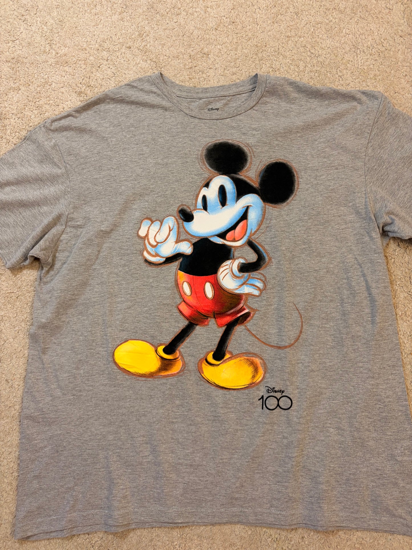 T-shirt Disney 100 Ans Collector Mickey Mouse Sketch Gris Chiné – Mixte – Taille 2XL