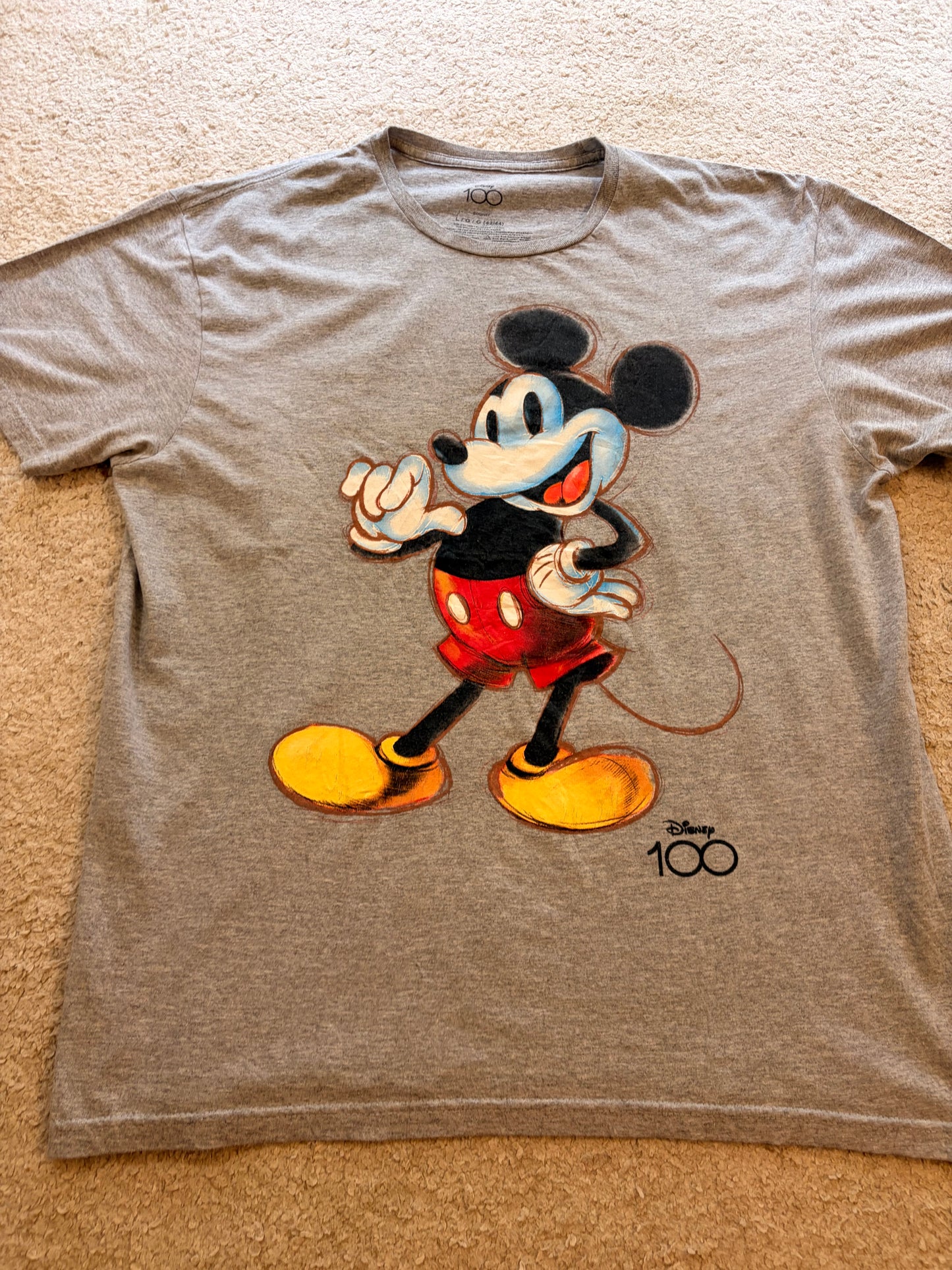 T-shirt Disney Mickey Mouse Édition Collector Disney 100 – Gris Chiné – Taille L