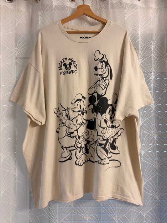 T-shirt Disney Mickey & Friends Vintage Crème 100% Coton – Taille 3XL | Seconde Main