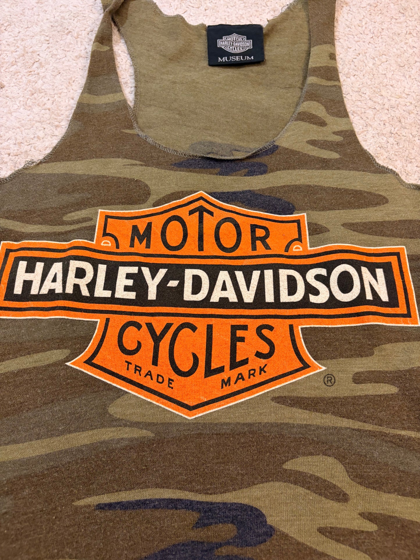 Débardeur Harley-Davidson Museum Camouflage Kaki/Orange – Femme – Taille S