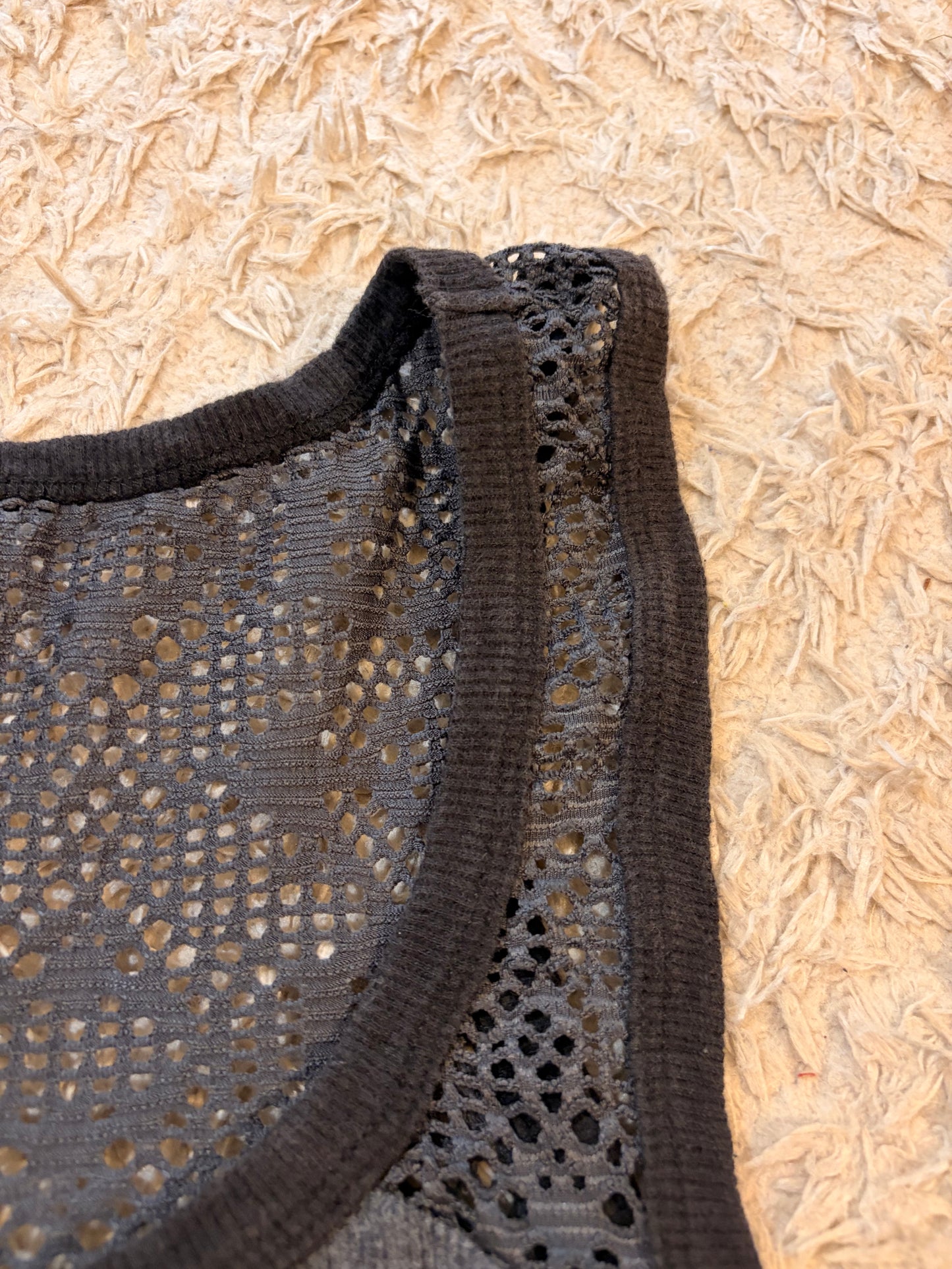 Débardeur Harley-Davidson Genuine Motorclothes Gris Anthracite Résille Dentelle Noire Maille Côtelée – Femme – Taille S