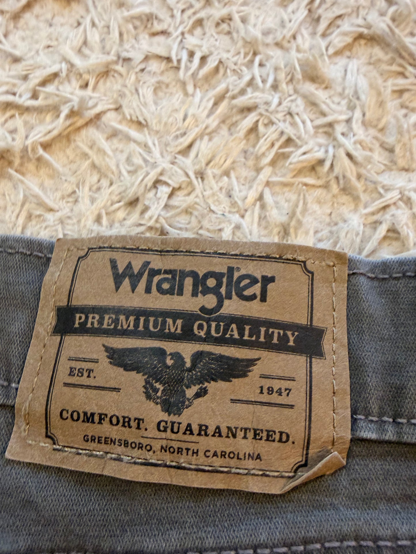 Pantalon Wrangler Premium Quality Slim Straight Gris Anthracite Foncé Délavé Coton Élasthanne Coupe Ajustée Droite Grande Taille – Homme – Taille 54