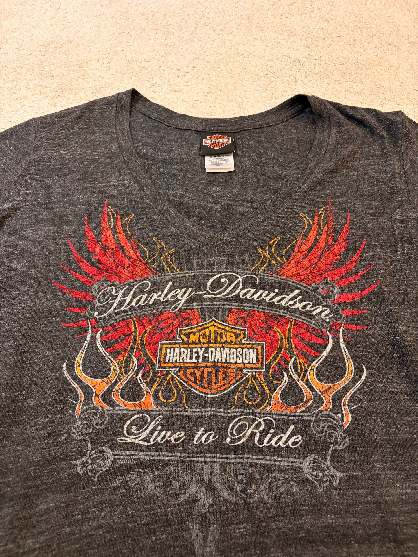 T-shirt Harley-Davidson Live to Ride Col V Gris Anthracite Tri-Blend – Femme – Taille 2XL/XXL