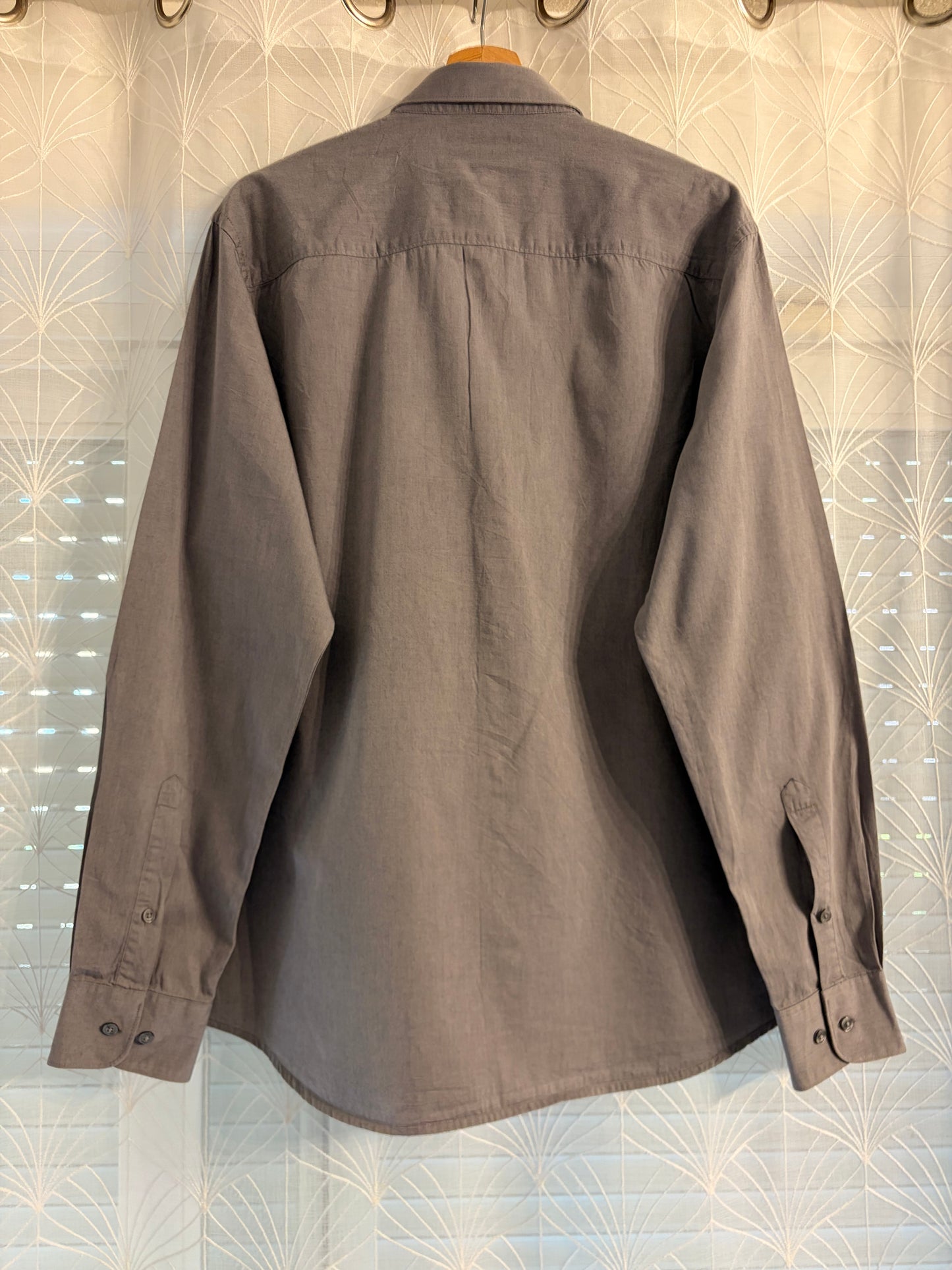 Chemise Perry Ellis Slim Fit Gris Taupe Uni Texturé 100% Coton – Homme – Taille XL