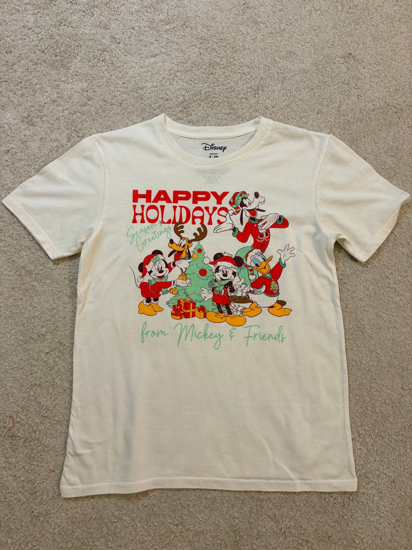 T-shirt Disney Noël Mickey & Friends Crème – Taille S | Seconde Main