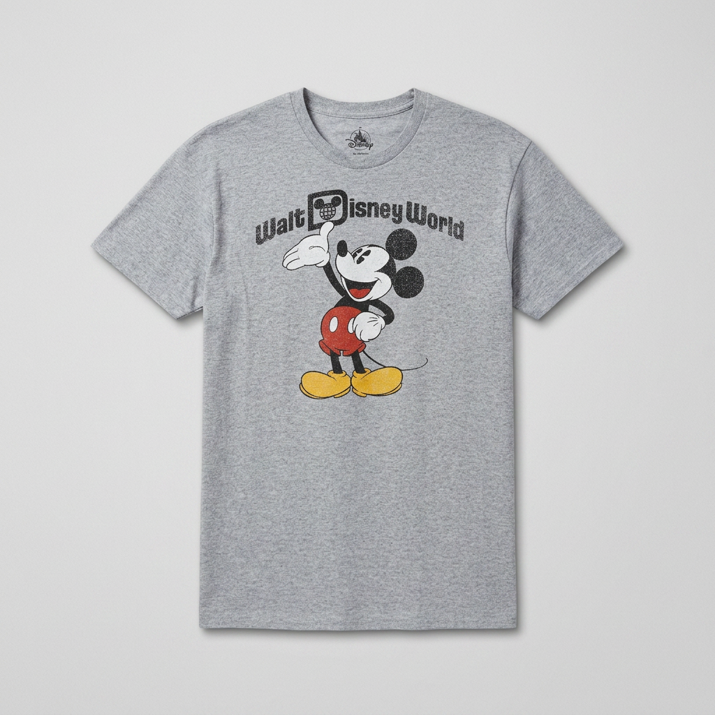 T-shirt Walt Disney World Mickey Mouse rétro gris chiné – Mixte – Taille L | Mode Seconde