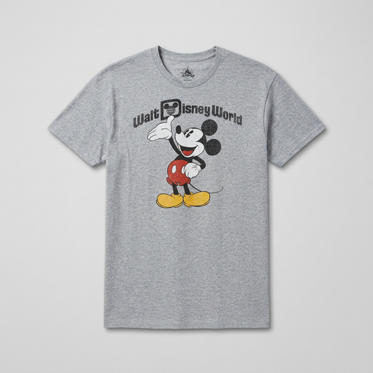 T-shirt Walt Disney World Mickey Mouse rétro gris chiné – Mixte – Taille L | Mode Seconde