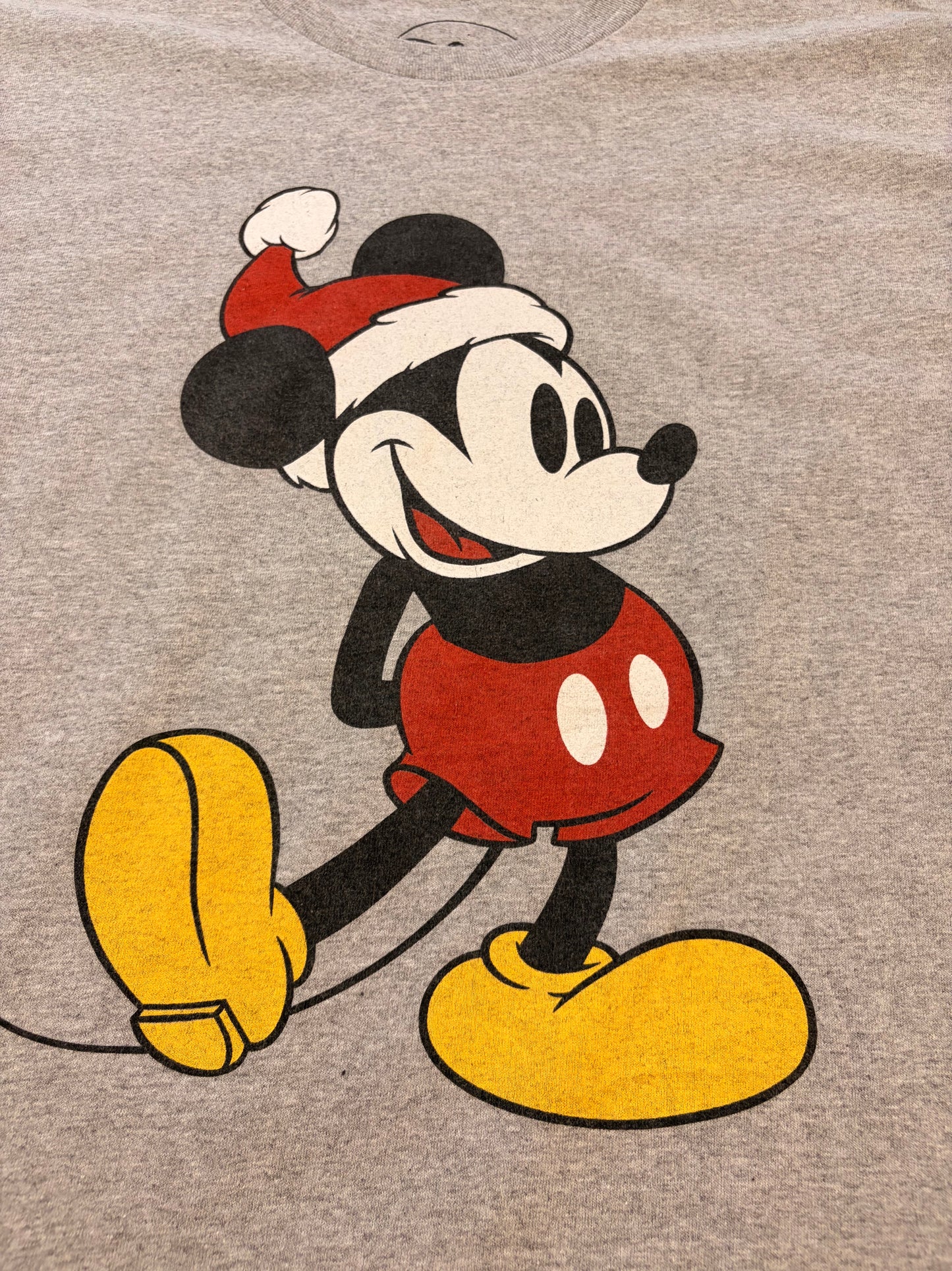 T-shirt Disney Mickey Mouse Noël Bonnet Père Noël Gris Chiné – Mixte – Taille L