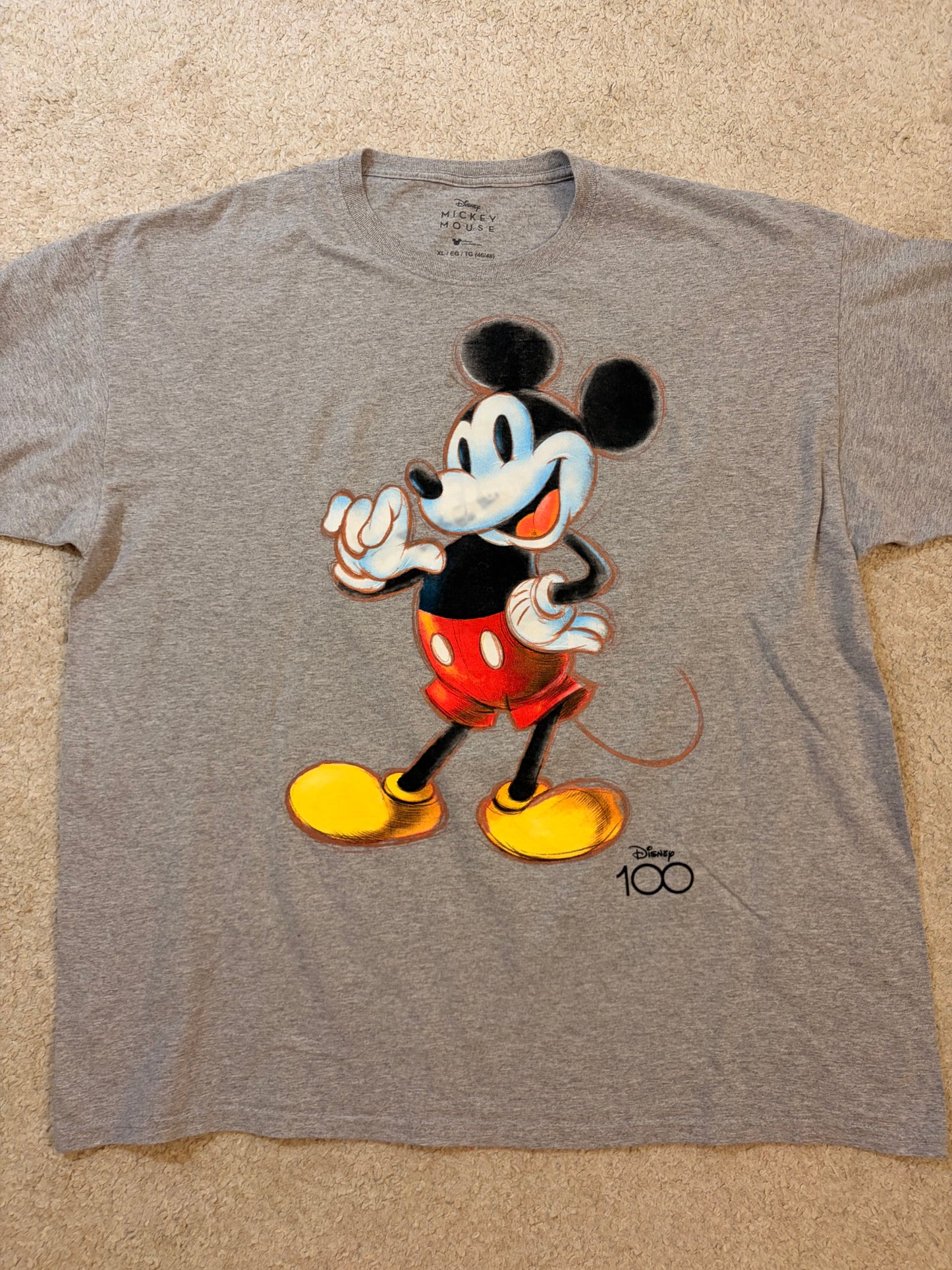 T-shirt Disney Mickey Mouse Édition Spéciale Disney 100 Gris – Taille XL