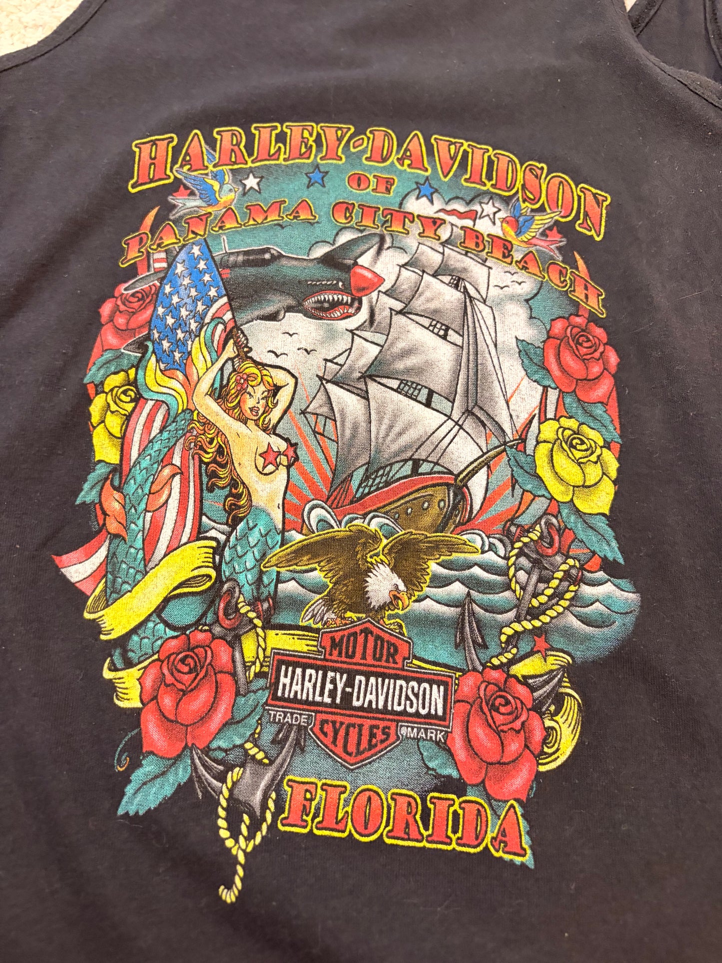 Débardeur Harley-Davidson Panama City Beach Noir Graphisme Old School – Femme – Taille S