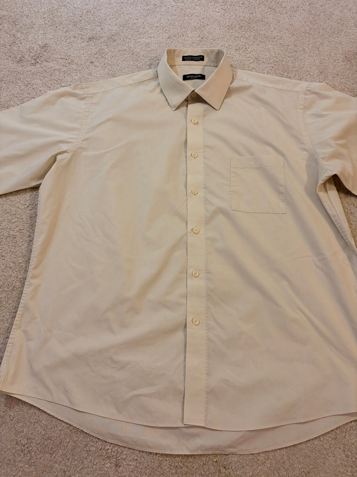 Chemise Pierre Cardin Slim Fit Crème/Ivoire Manches Longues – Homme – Taille XL