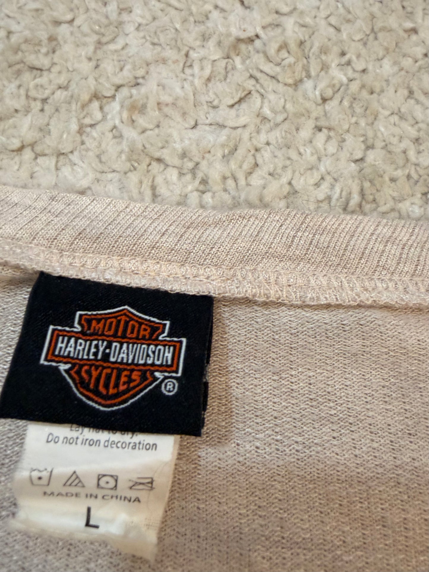 Haut Harley-Davidson Maille Gaufrette Beige Manches Longues – Femme – Taille L