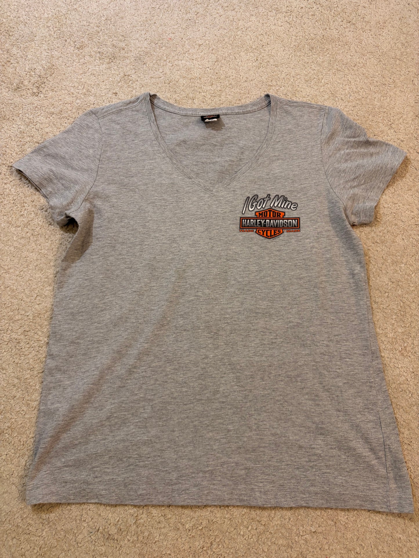 T-shirt Harley-Davidson « I Got Mine » Col V Gris Chiné – Femme – Taille L