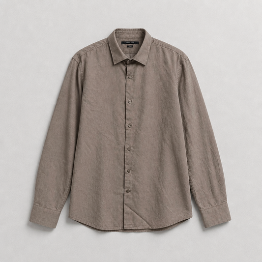 Chemise Perry Ellis Slim Fit gris taupe uni texturé 100% coton – Homme – Taille XL | Mode Seconde
