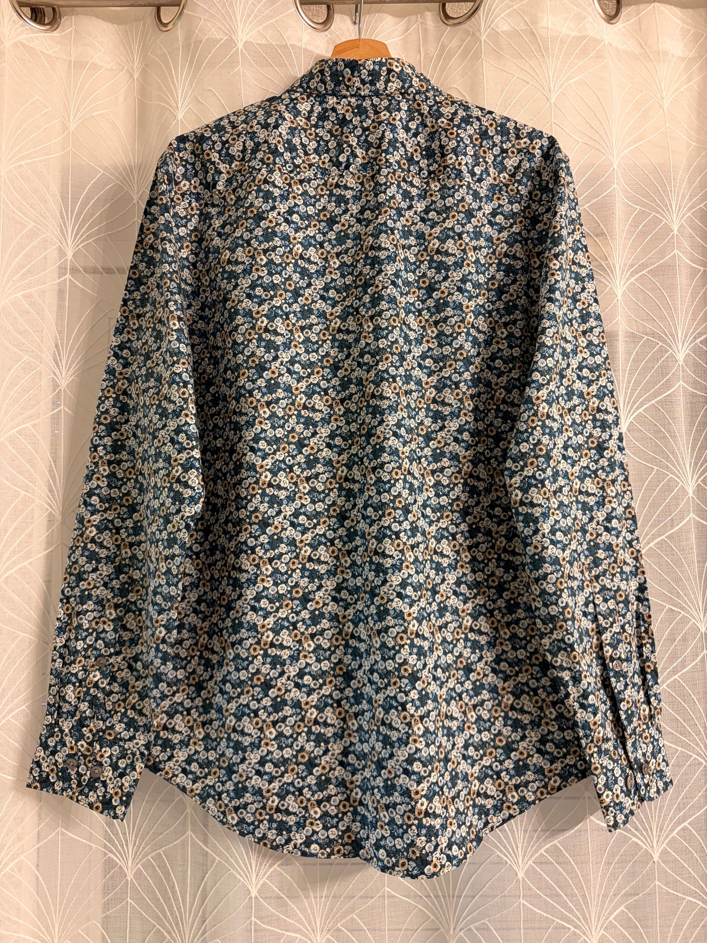 Chemise Perry Ellis Stretch Fleurie Liberty Bleu Marine/Jaune Coton/Élasthanne – Homme – Taille M