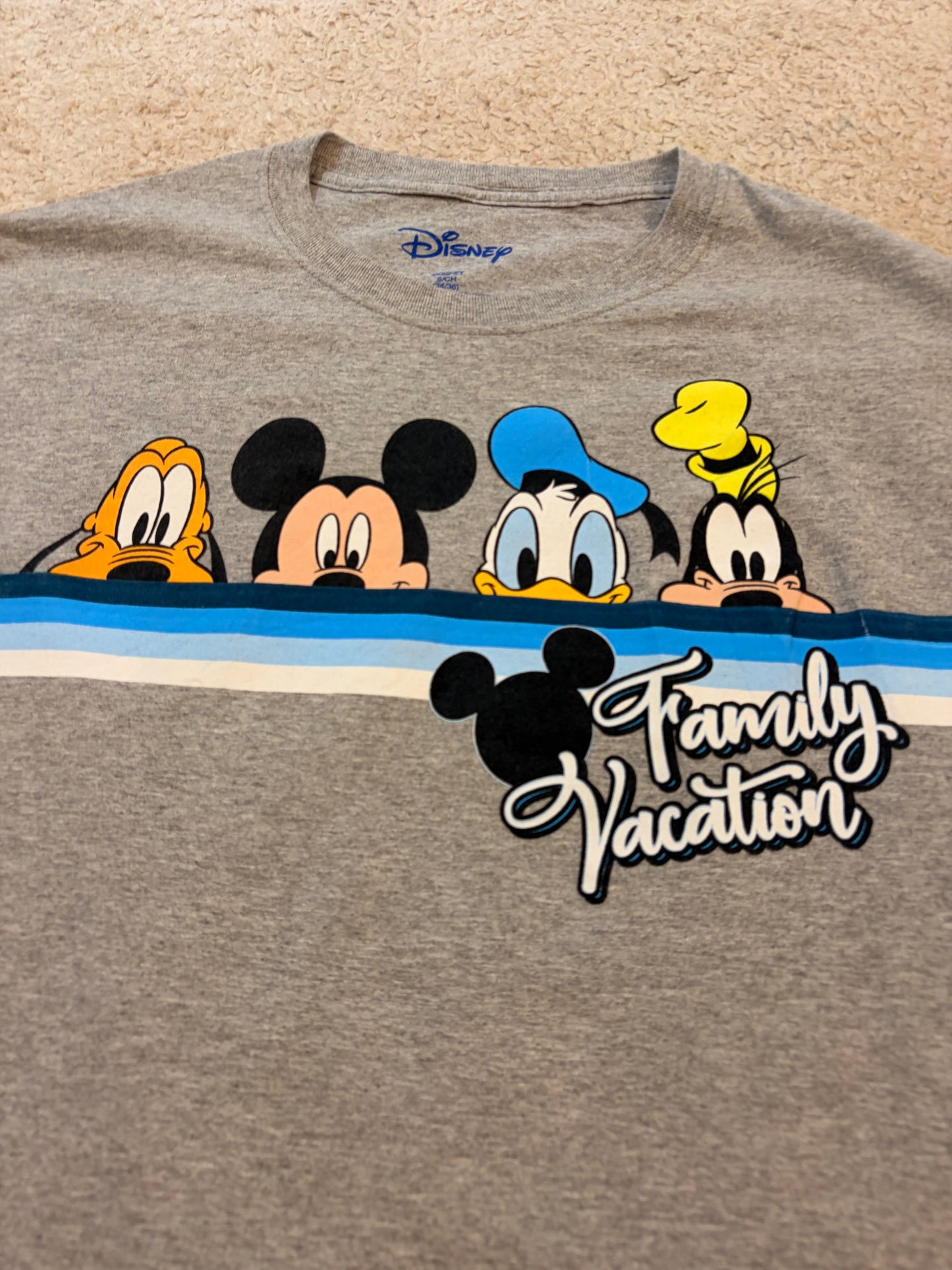 T-shirt Disney Family Vacation Mickey & Friends Gris Chiné – Taille S | Seconde Main