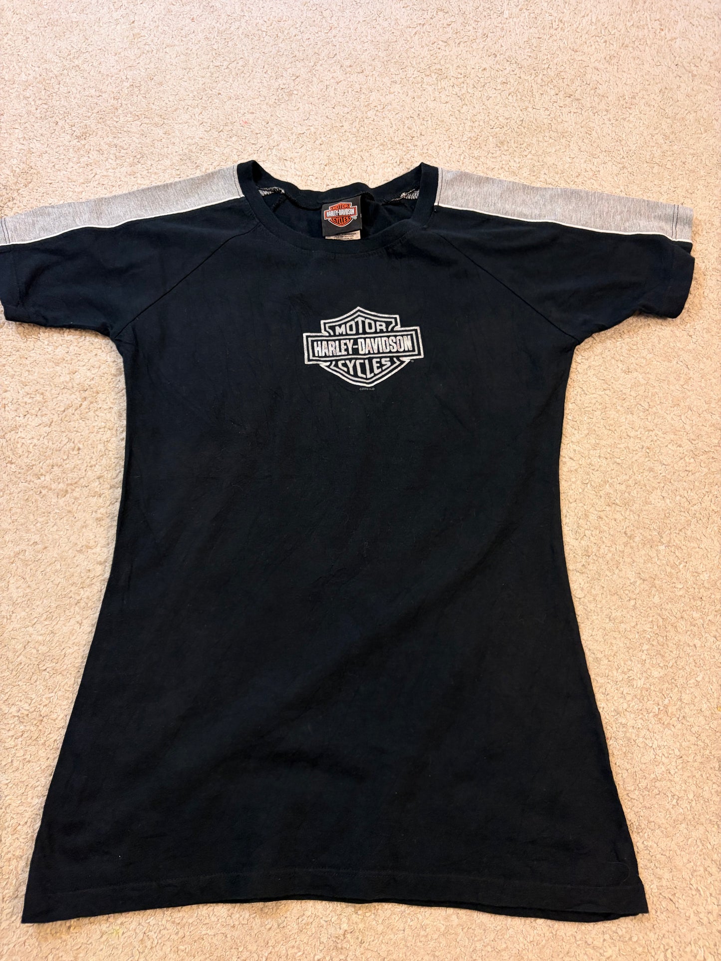 T-shirt Harley-Davidson Style Raglan Noir/Gris Logo Bar & Shield – Femme – Taille L