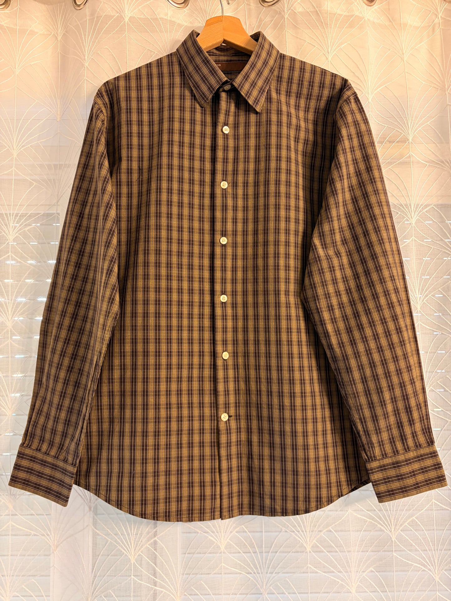Chemise Perry Ellis 100% Coton à Carreaux Manches Longues – Homme – Taille XL