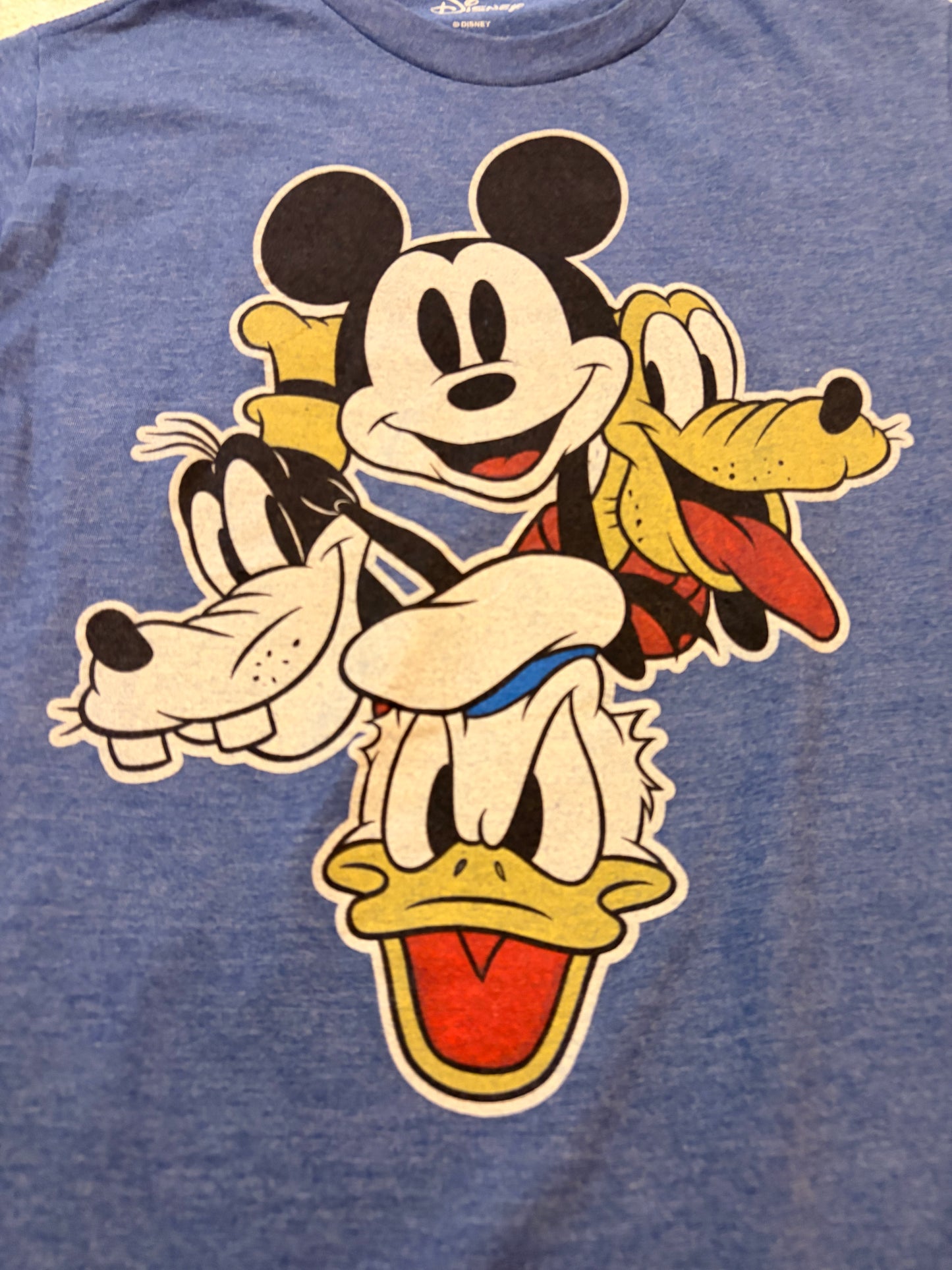 T-shirt Disney Mickey Donald Dingo Pluto Bleu Chiné – Taille S Femme