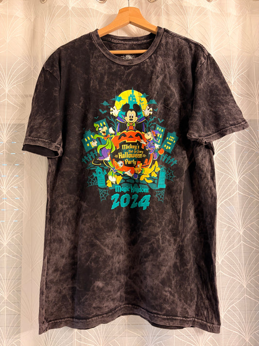 T-shirt Disney Mickey's Not-So-Scary Halloween Party 2024 Acid Wash Noir/Gris – Taille M | Seconde Main