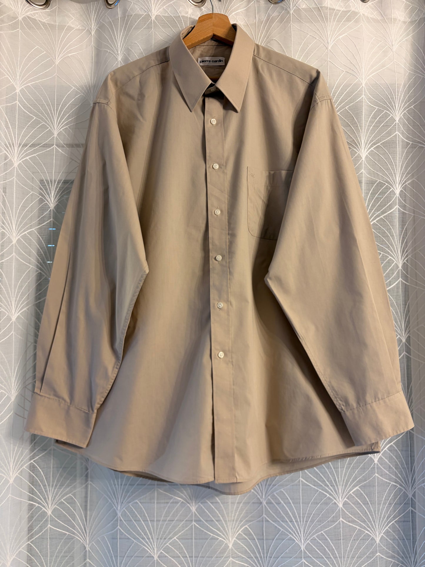 Chemise Pierre Cardin Beige Manches Longues Grande Taille – Homme – Taille 17½ (XXL/3XL)