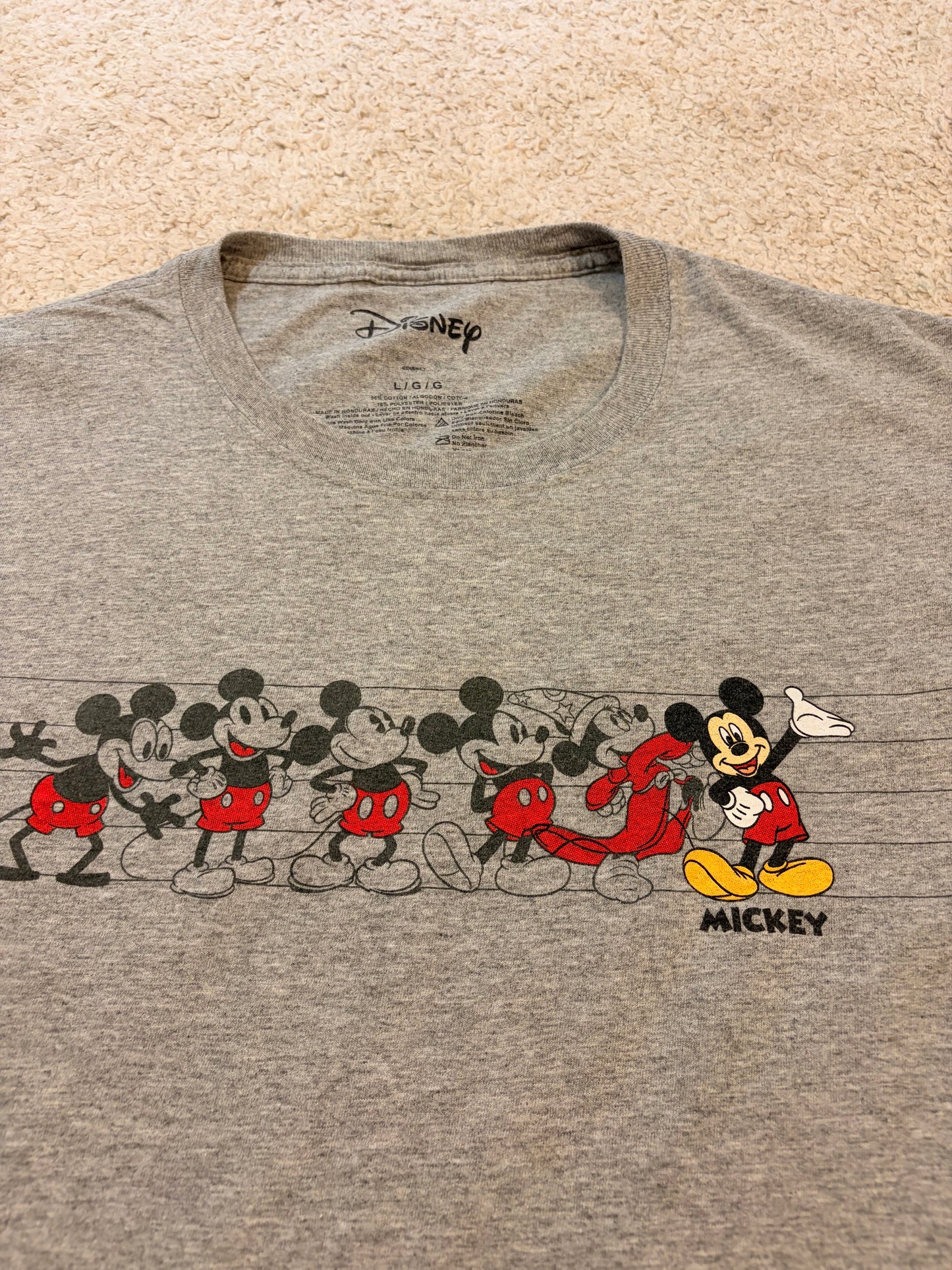 T-shirt Disney Parks « Mickey Through The Years » Évolution – Gris Chiné – Taille L