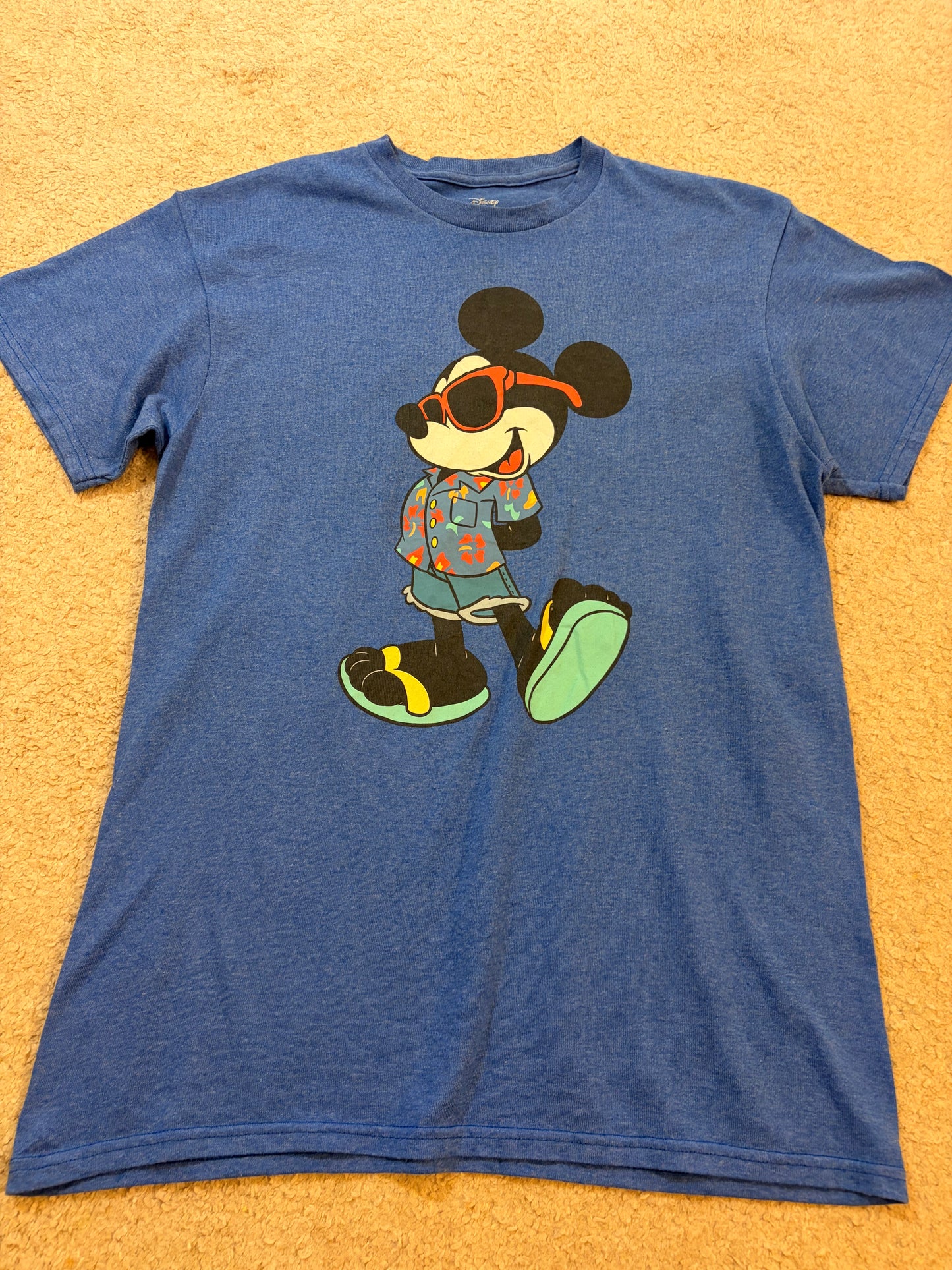 T-shirt Disney Mickey Mouse Vacances Été Bleu Chiné – Taille M | Seconde Main