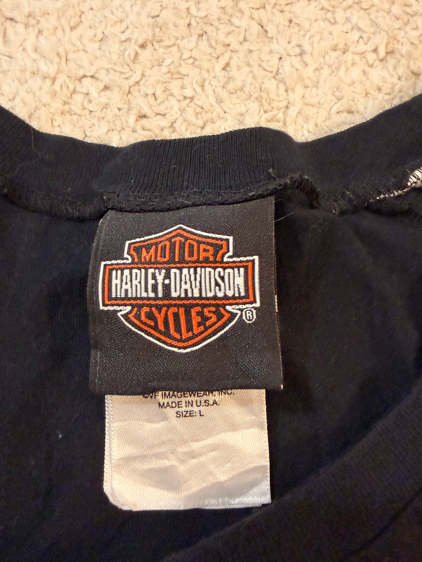 T-shirt Harley-Davidson Style Raglan Noir/Gris Logo Bar & Shield – Femme – Taille L