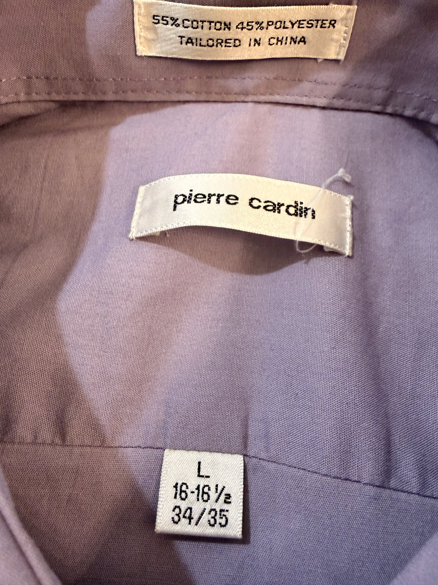 Chemise Pierre Cardin Unie Parme/Vieux Rose Manches Longues – Homme – Taille L