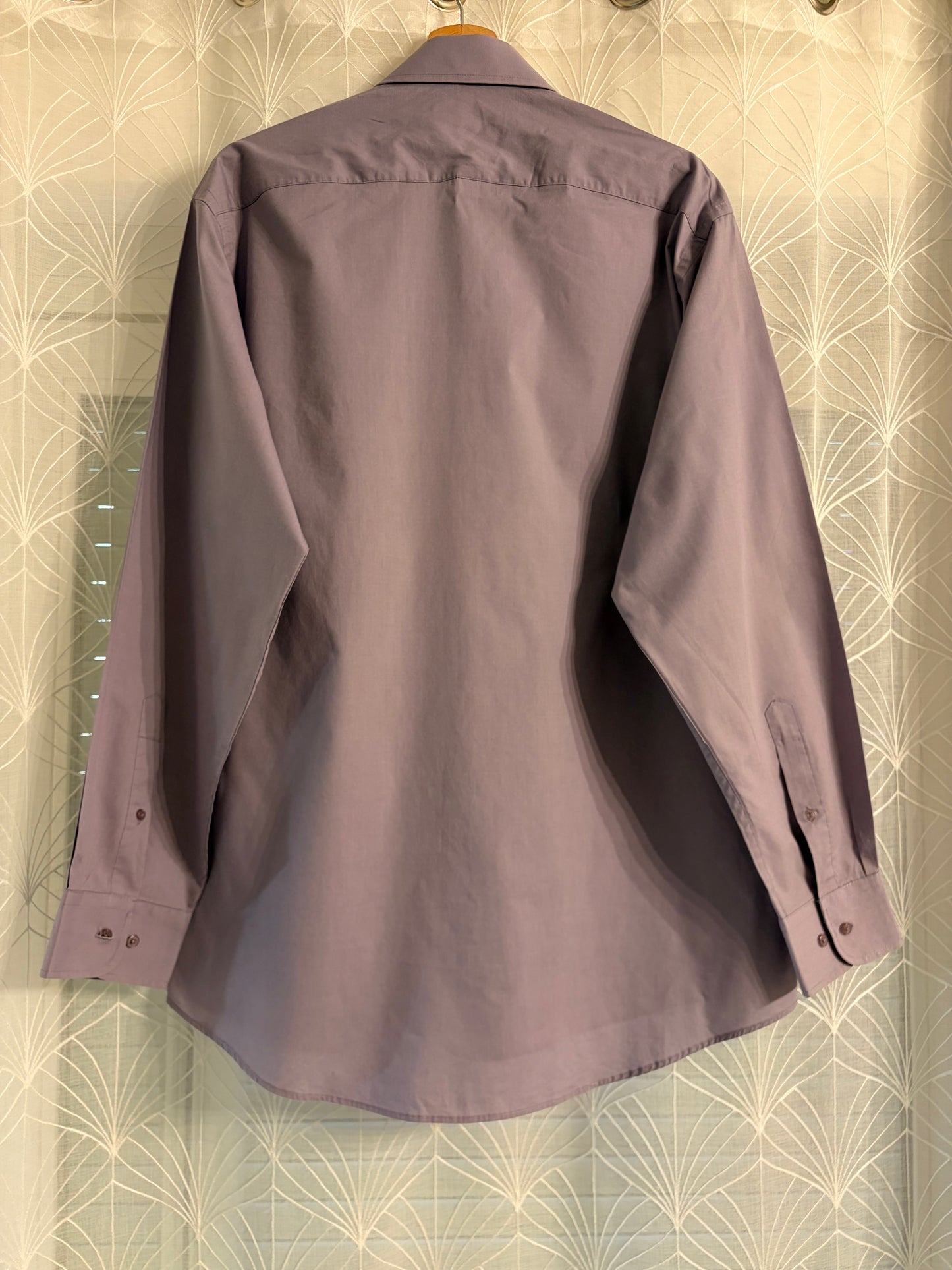 Chemise Pierre Cardin Unie Parme/Vieux Rose Manches Longues – Homme – Taille L