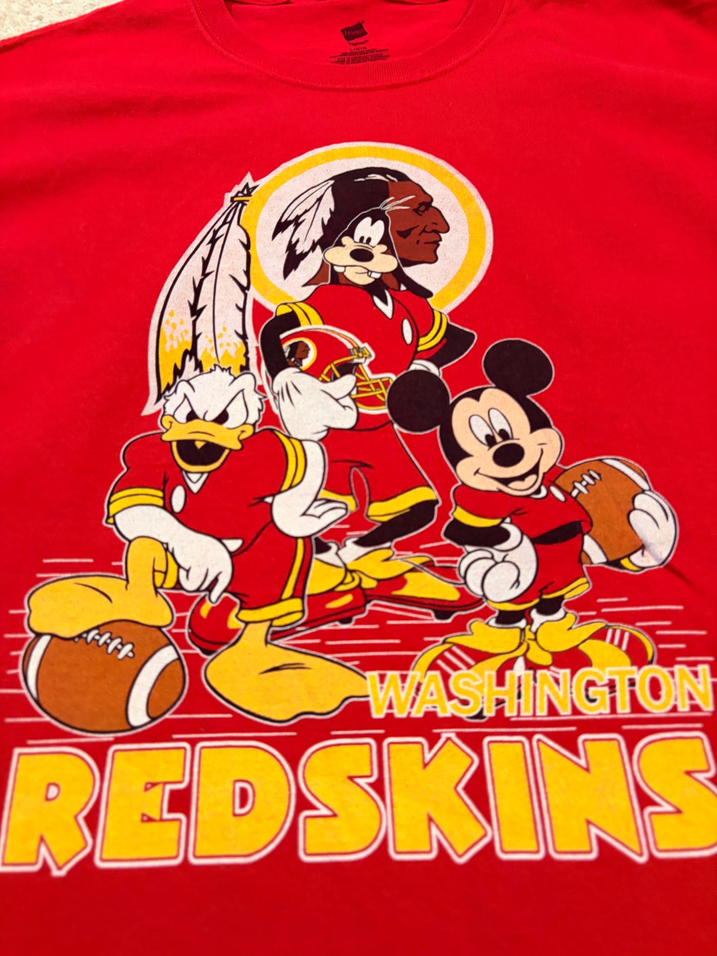 T-shirt Vintage Disney x NFL Washington Redskins Rouge – Taille L