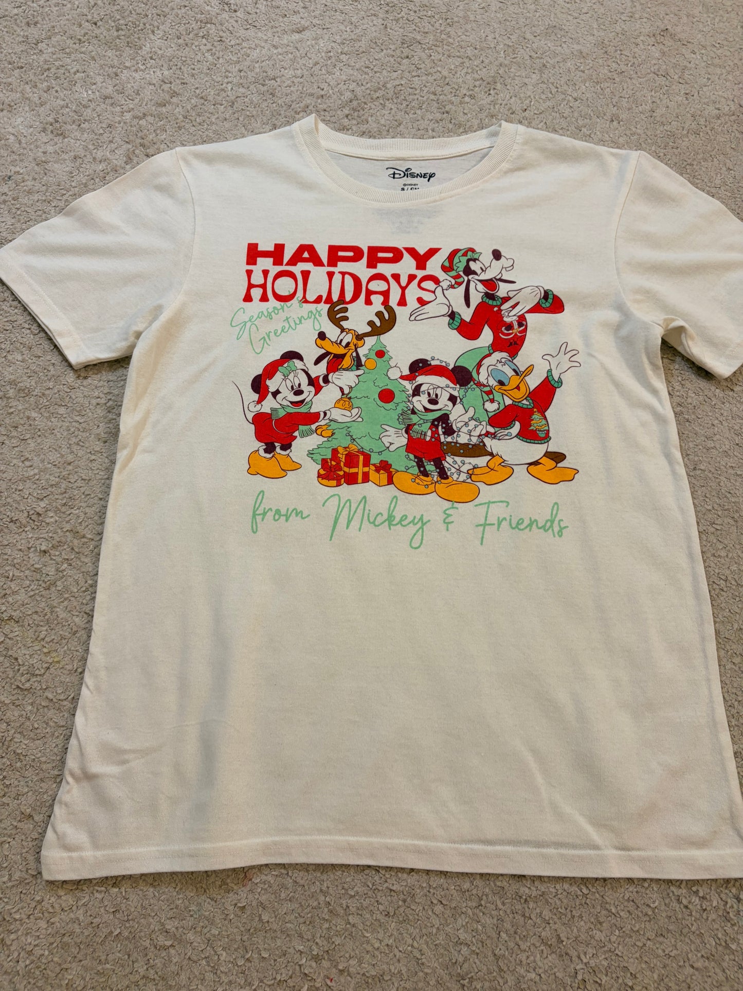 T-shirt Disney Noël Mickey & Friends Crème – Taille S | Seconde Main